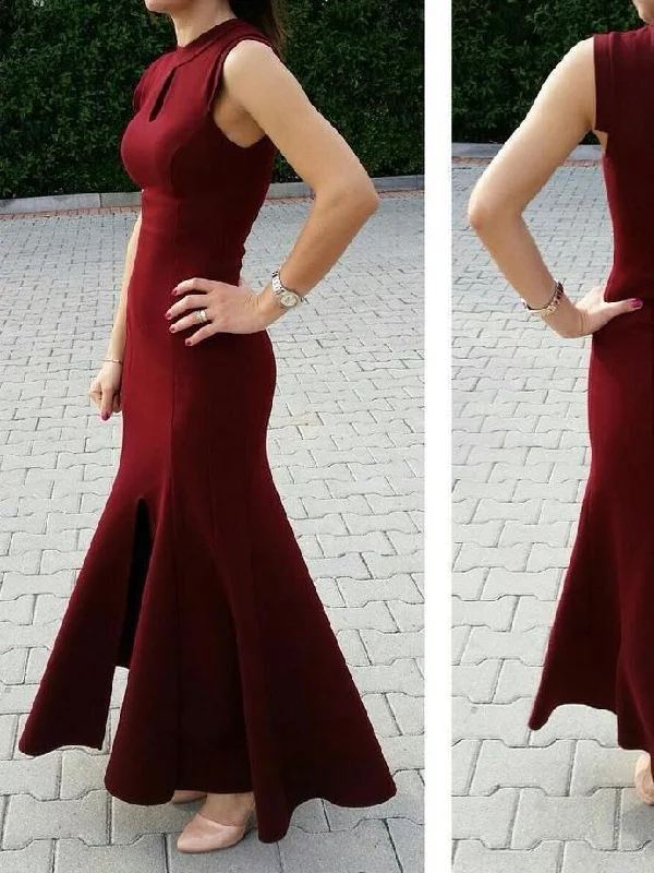 Chic Burgundy Prom Dresses Scoop Sheath/Column Ankle-length Prom Dress/Evening Dress cg9208 Chic Burgundy Prom Dresses Scoop Sheath/Column Ankle-length Prom Dress/Evening Dress cg9208