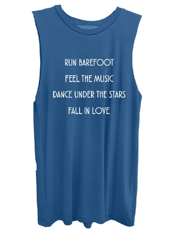 4th & Rose Summer List Blue Muscle Tank athletic tank top