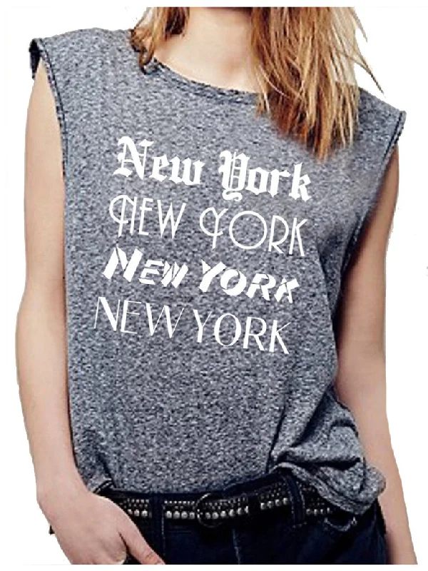 4th & Rose New York News Triblend Grey Muscle Tank lightweight tank top