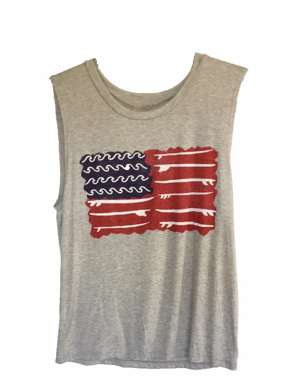 4th & Rose Surf Flag Heather Grey Muscle Tank flowy tank top