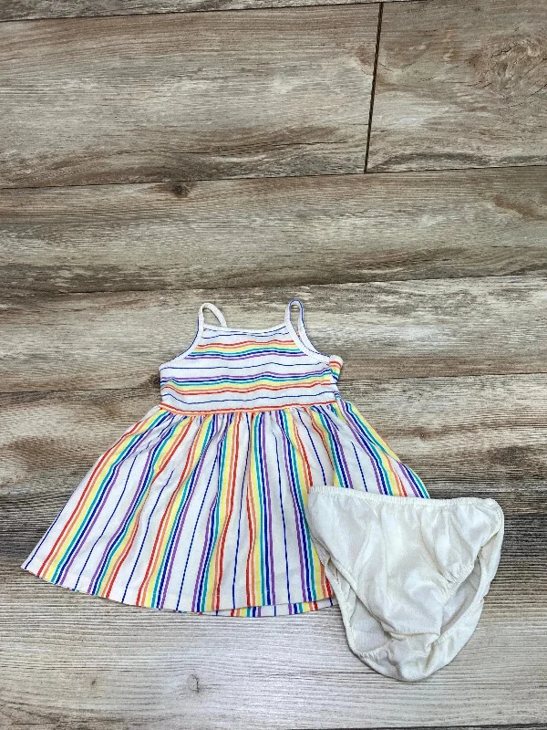 Cat & Jack 2pc Striped Dress & Bloomers Cream sz 18m