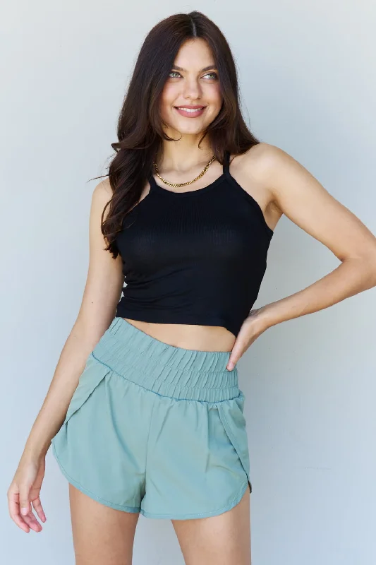 Ninexis Everyday Staple Soft Modal Short Strap Ribbed Tank Top in Black mesh tank top