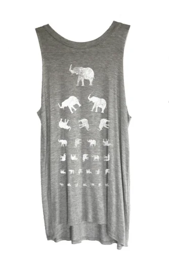 4th & Rose Elephant Eye Chart Heather Grey Muscle Tank cropped tank top