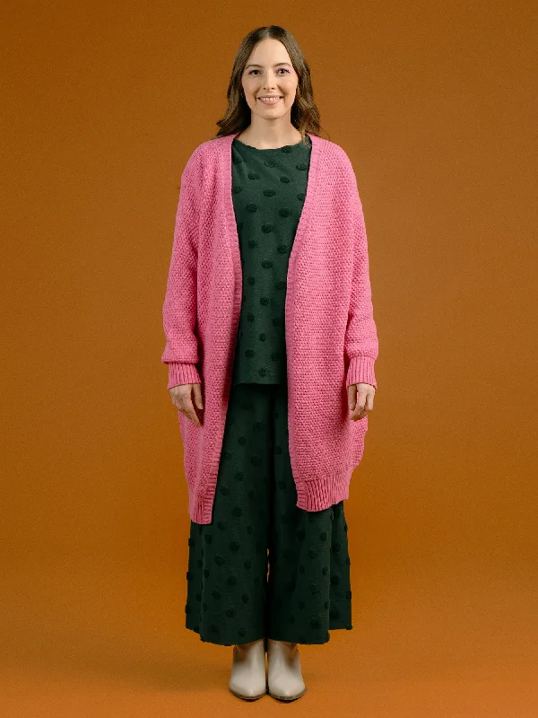 Alma Cardigan Pink Mesh Cardigan Canvas Denim