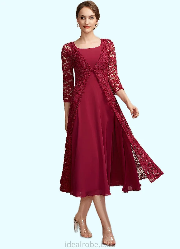 Valentina A-Line Scoop Neck Tea-Length Chiffon Mother of the Bride Dress STK126P0014684 Valentina A-Line Scoop Neck Tea-Length Chiffon Mother of the Bride Dress STK126P0014684