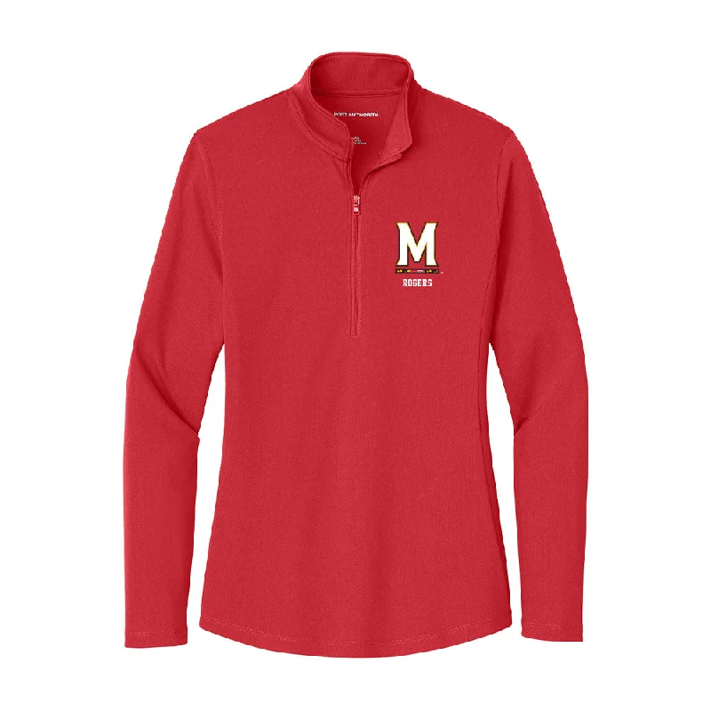 Maryland - NCAA Women's Cross Country : Evelyn Rogers - Women's Lightweight Quarter Zip Jacket Wool Jacket Cashmere Jacket Tweed Jacket Maryland - NCAA Women's Cross Country : Evelyn Rogers - Women's Lightweight Quarter Zip Jacket Wool Jacket Cashmere Jacket Tweed Jacket