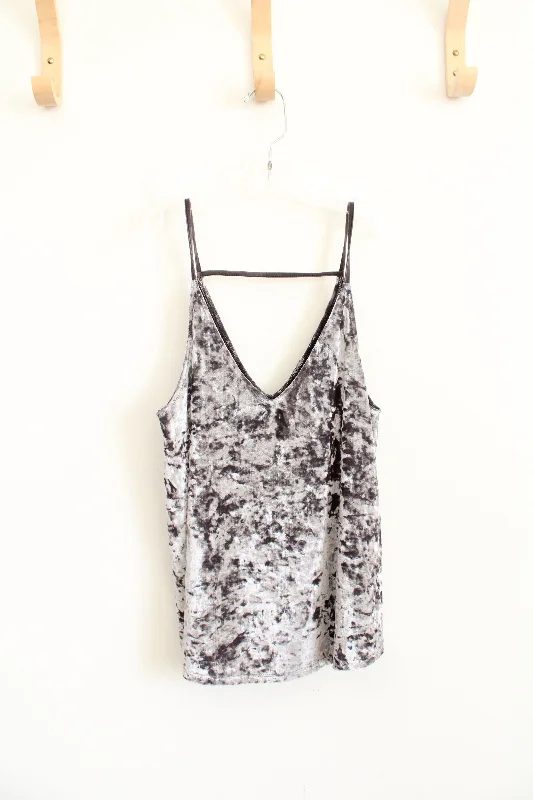 American Eagle Gray Crushed Velvet Tank Top sleep tank top