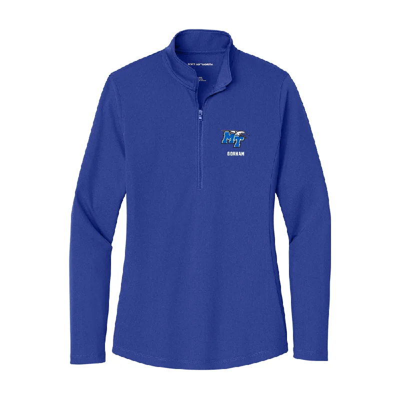 MTSU - NCAA Women's Cross Country : Hailee Gorham - Women's Lightweight Quarter Zip Jacket Front Pockets Side Pockets Patch Pockets MTSU - NCAA Women's Cross Country : Hailee Gorham - Women's Lightweight Quarter Zip Jacket Front Pockets Side Pockets Patch Pockets