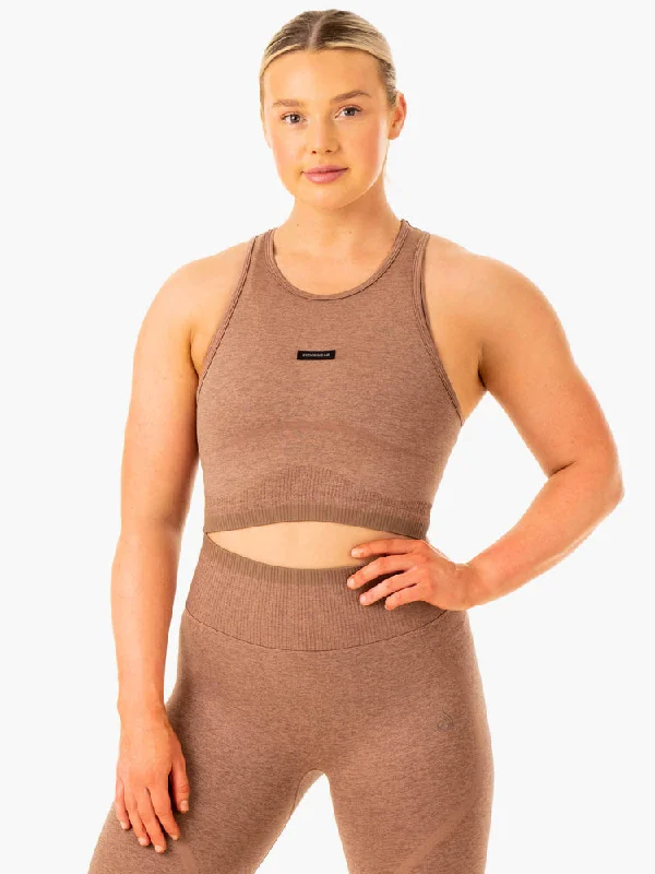 Ryderwear | Excel Seamless Tank - Mocha Marl low neck tank