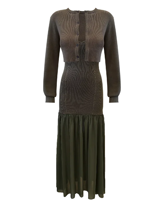 SERENA CARDIGAN DRESS Silk Blend Satin Velvet