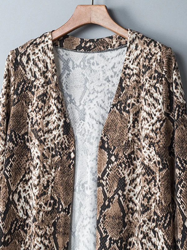 Elegant Snakeskin Cardigan Nylon Fabric Polyester Fabric Spandex Fabric