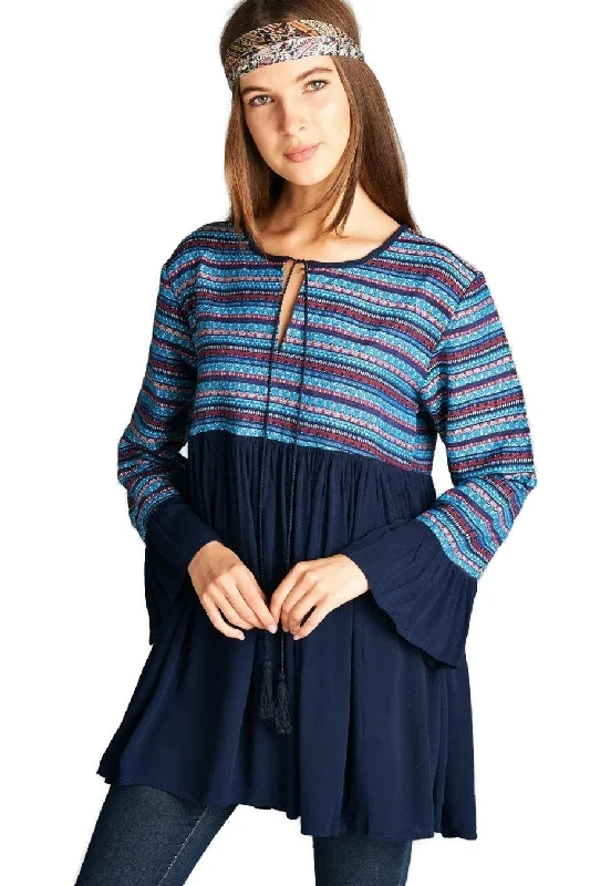 Tapestry Geometric Dress, Navy