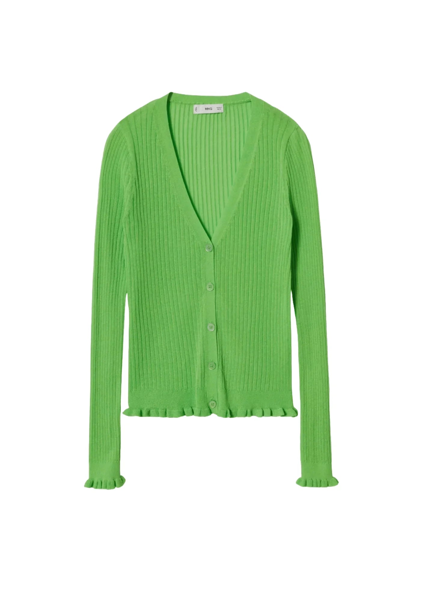 GREEN RIBBED KNIT CARDIGAN Modern Contemporary chic