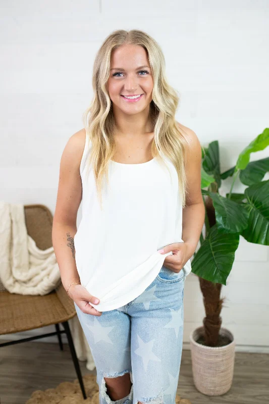 Emmie Ivory Basic Round Neck Tank grey tank top
