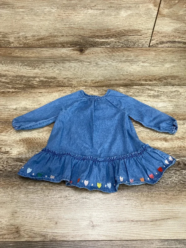 Old Navy Embroidered Heart Peplum Dress Blue sz 18-24m