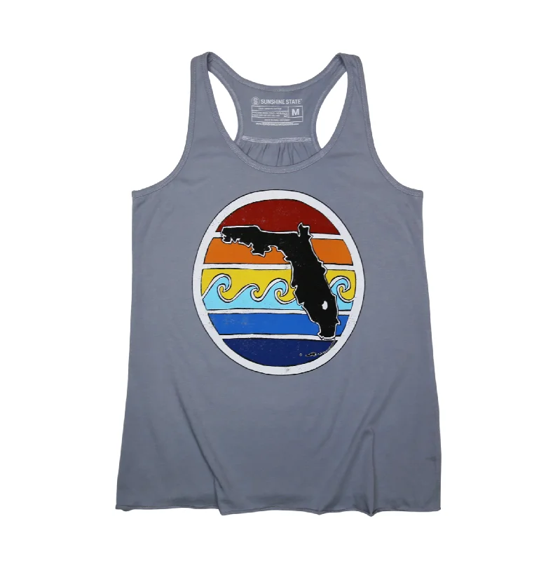 FL SUNSET FLOWY TANK - GREY lavender tank top
