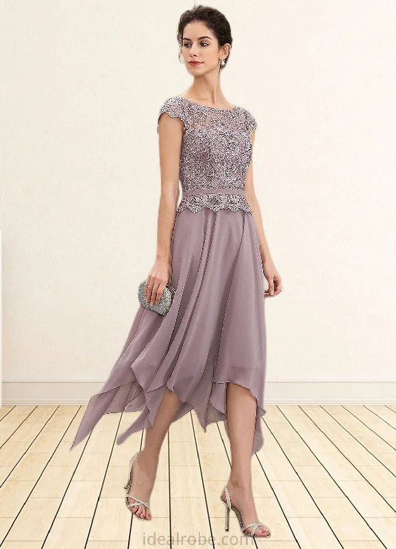 Olivia A-Line Scoop Neck Ankle-Length Chiffon Lace Mother of the Bride Dress With Cascading Ruffles STK126P0014673 Olivia A-Line Scoop Neck Ankle-Length Chiffon Lace Mother of the Bride Dress With Cascading Ruffles STK126P0014673