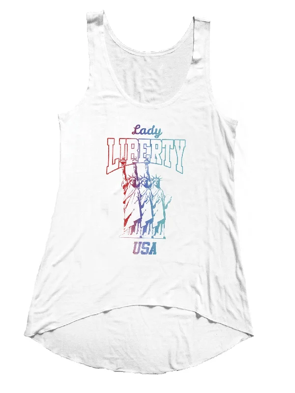 4th & Rose Lady Liberty High Low White Tank crossback tank top