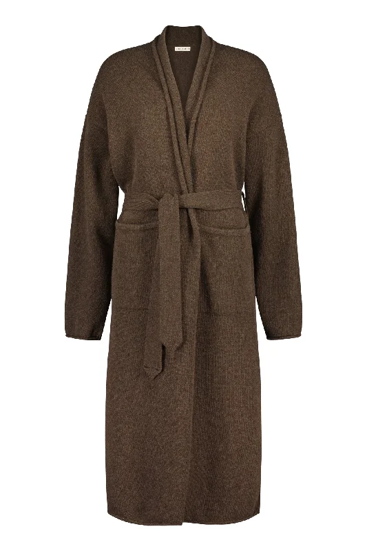 Seili Long Merino Cardigan Bark Brown Button Cardigan Zip Cardigan Pullover Cardigan