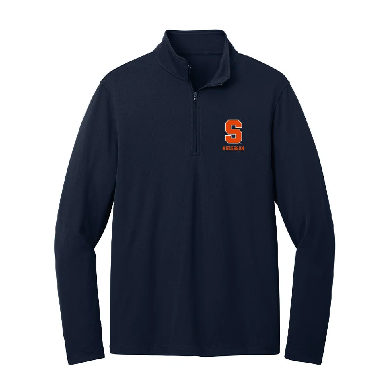 Syracuse - NCAA Women's Cross Country : Selma Anderson - Lightweight Quarter Zip Jacket Front Pockets Side Pockets Patch Pockets Syracuse - NCAA Women's Cross Country : Selma Anderson - Lightweight Quarter Zip Jacket Front Pockets Side Pockets Patch Pockets