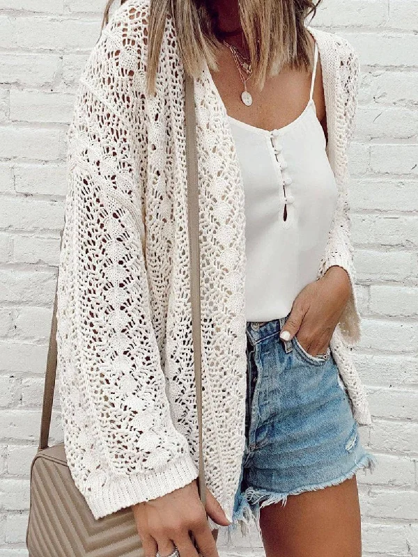 Summer Crochet Cardigan Denim Fabric Leather Fabric Suede Fabric