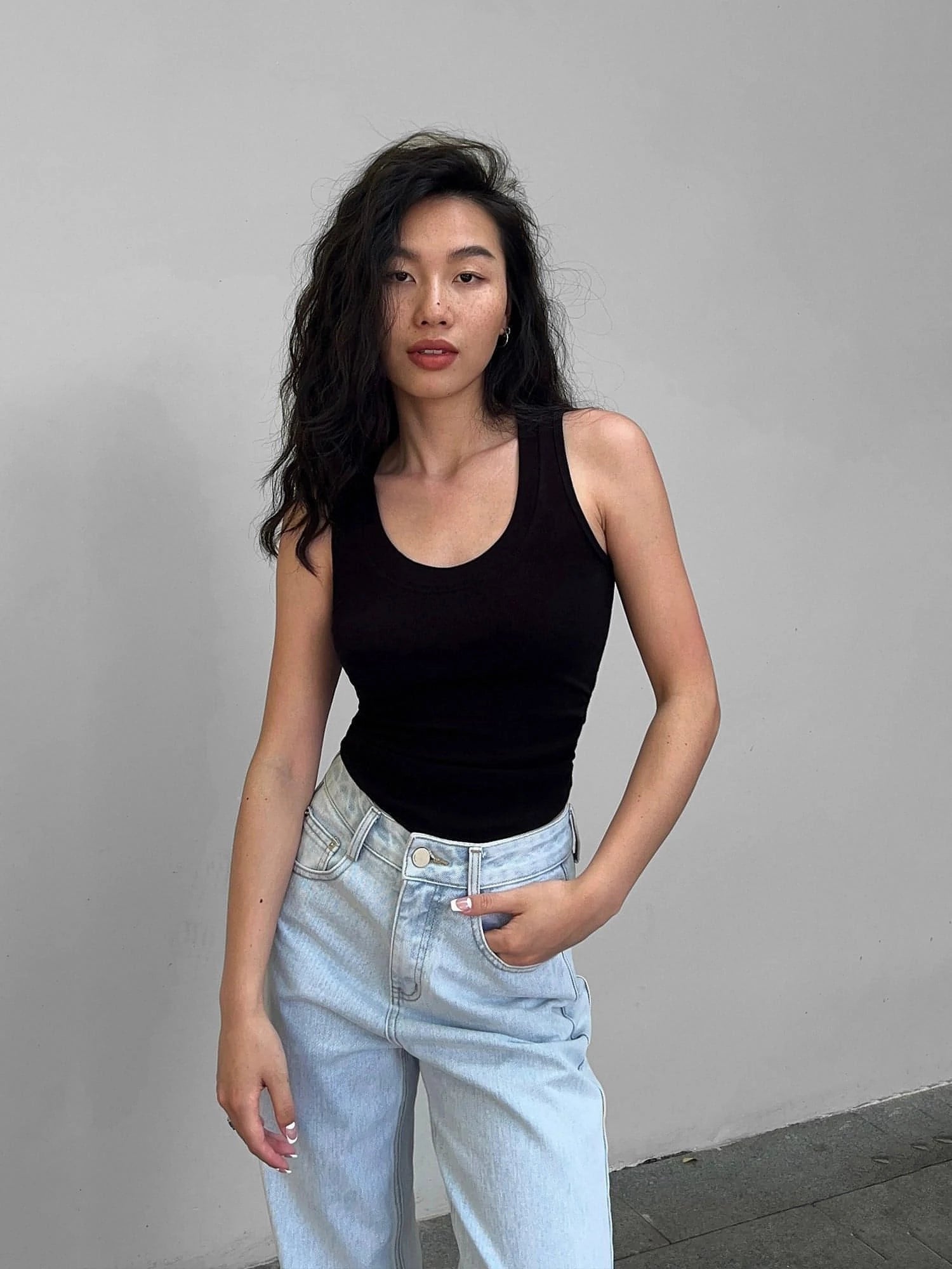Summer Black Slimming Knitted Tank Top high neck tank