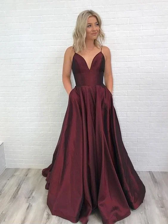 Affordable Burgundy Spaghetti Strap V-Neck Open Back Floor Length Evening Prom Dresses ,burgundy prom dress cg405 Affordable Burgundy Spaghetti Strap V-Neck Open Back Floor Length Evening Prom Dresses ,burgundy prom dress cg405