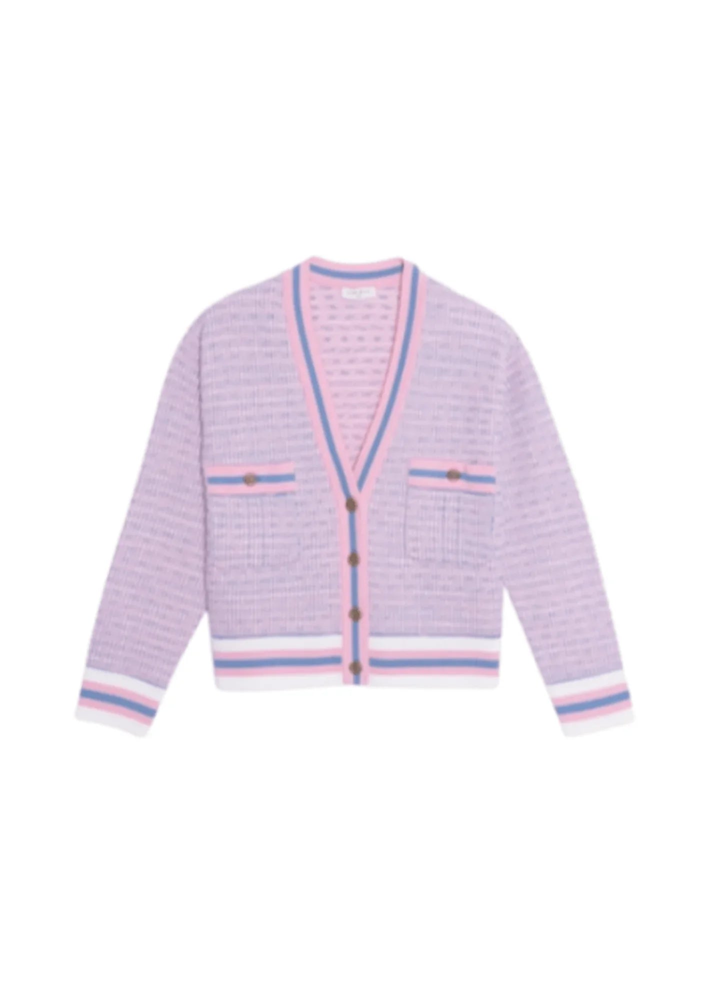 PINK TWEED EFFECT CARDIGAN Lace Blend Ribbed Blend Corduroy Blend