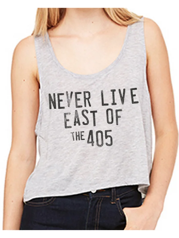 4th & Rose Never Live East of the 405 Womens Heather Grey Crop Tank summer tank top