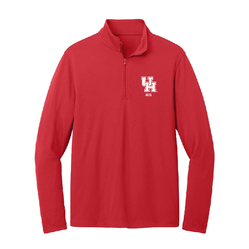 Houston - NCAA Women's Cross Country : Addison Hite - Lightweight Quarter Zip Jacket Rayon Fabric Velvet Fabric Corduroy Fabric Houston - NCAA Women's Cross Country : Addison Hite - Lightweight Quarter Zip Jacket Rayon Fabric Velvet Fabric Corduroy Fabric