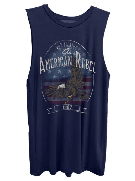 4th & Rose American Rebel Eagle Flag Navy Muscle Tank spandex blend tank