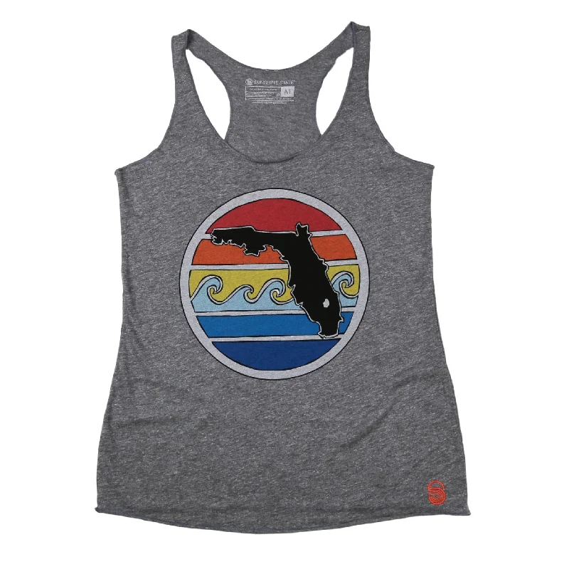 FLORIDA SUNSET TANK - HEATHER GREY gold tank top