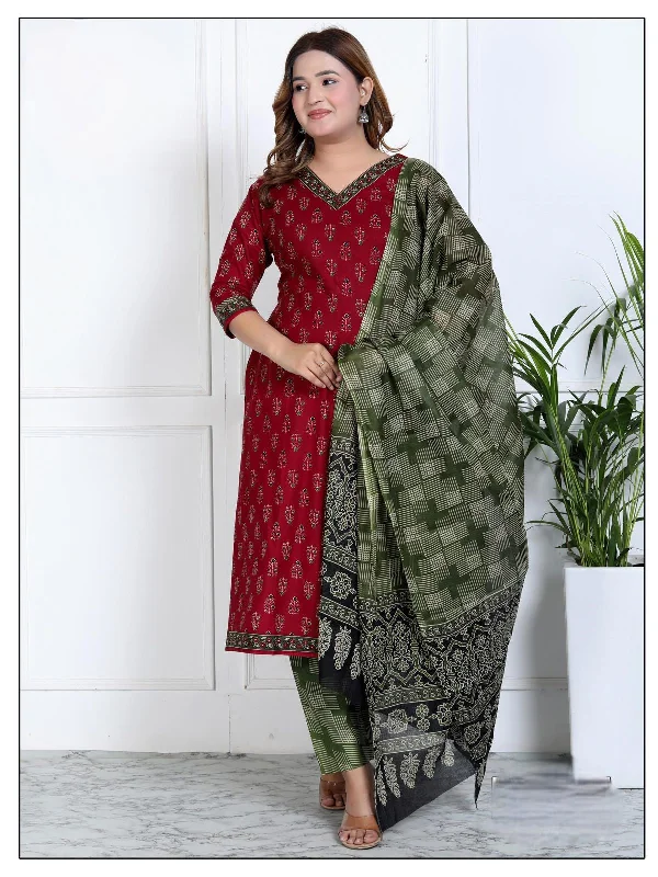[Ready SG Stock] 8 Colors- Size 3XL to 6XL Comfortable Cotton Plus Size 3 Pcs Punjabi Suit With Dupatta [INDIAN DRESS]