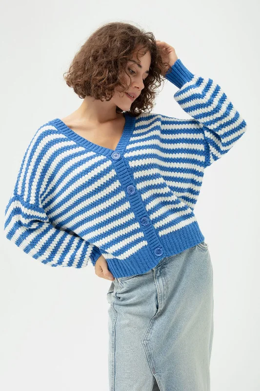 Woman Oversize Striped Knitwear Cardigan Sequined Glittery Shiny