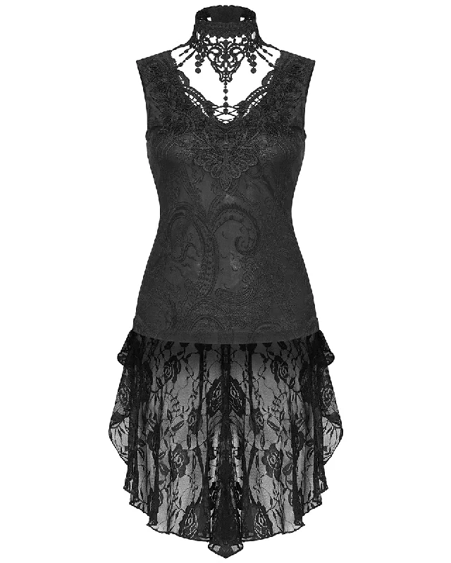 Punk Rave Asterleine Womens Tailed Gothic Tank Top - Black navy tank top