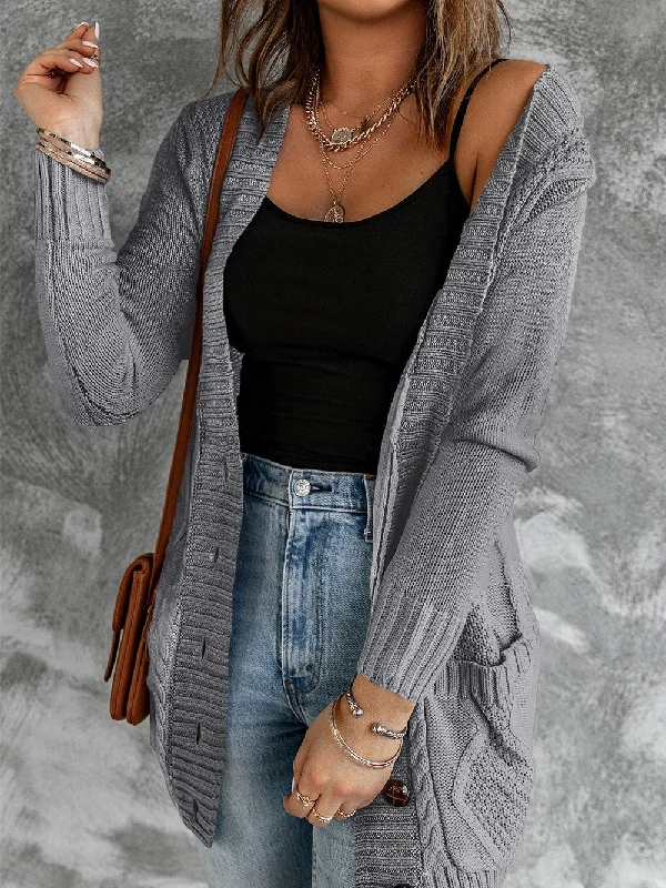 Cable Knit Cardigan Hooded Cardigan Collared Cardigan Shawl Collar