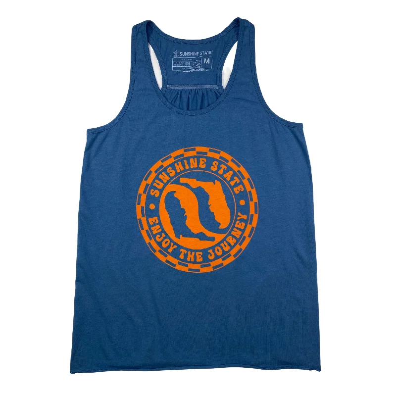 YIN YANG FLORIDA FLOWY TANK - CAPTAIN'S BLUE coral tank top