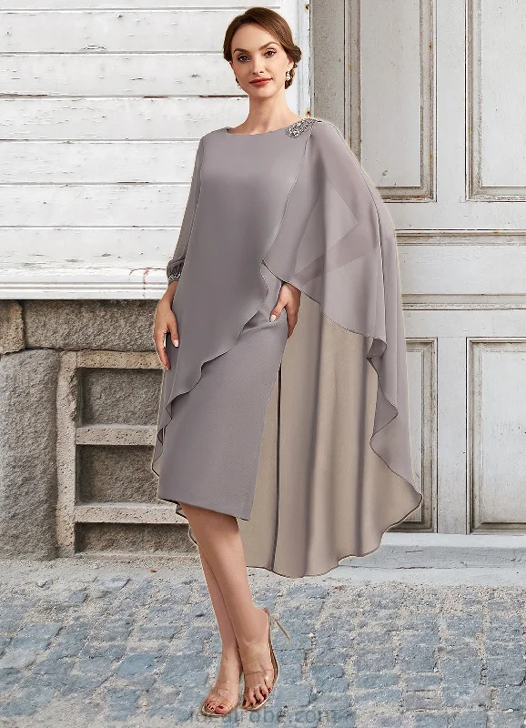 Celia Sheath/Column Scoop Neck Knee-Length Chiffon Mother of the Bride Dress With Beading STK126P0014688 Celia Sheath/Column Scoop Neck Knee-Length Chiffon Mother of the Bride Dress With Beading STK126P0014688