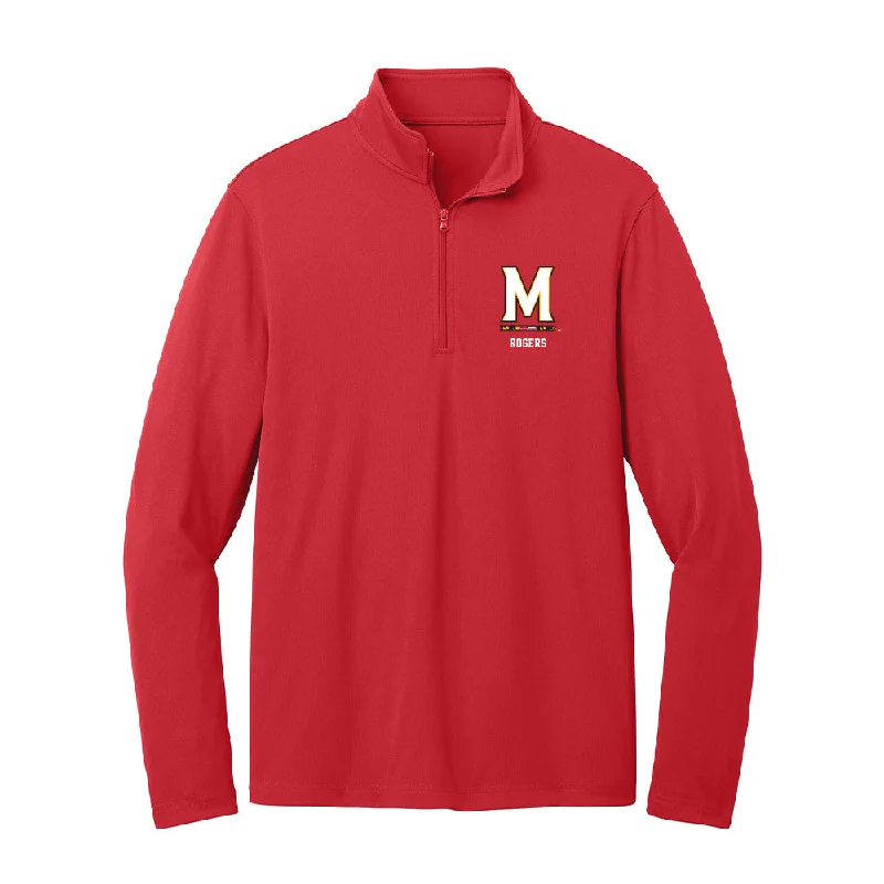 Maryland - NCAA Women's Cross Country : Evelyn Rogers - Lightweight Quarter Zip Jacket Knit Fabric Woven Fabric Fleece Fabric Maryland - NCAA Women's Cross Country : Evelyn Rogers - Lightweight Quarter Zip Jacket Knit Fabric Woven Fabric Fleece Fabric