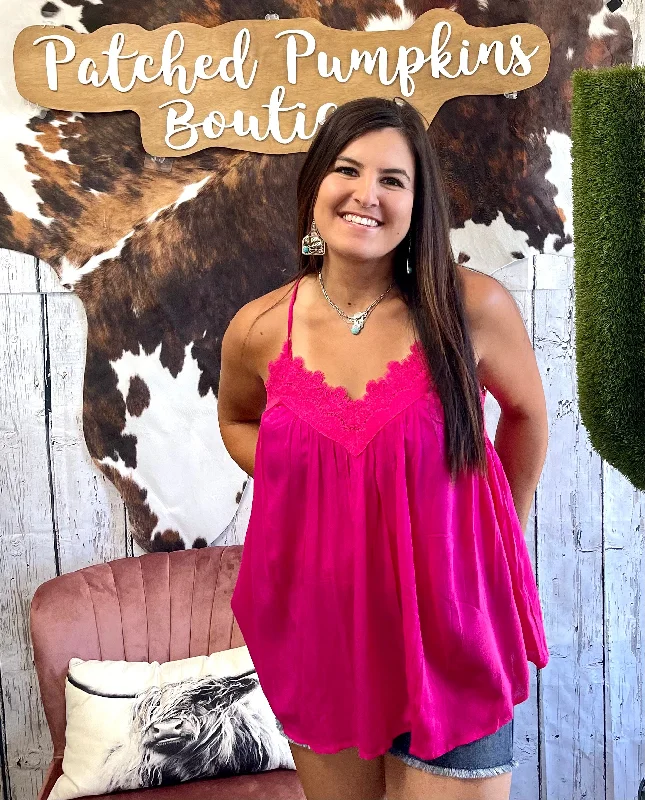 Teresa tank-Hot Pink flirty tank top