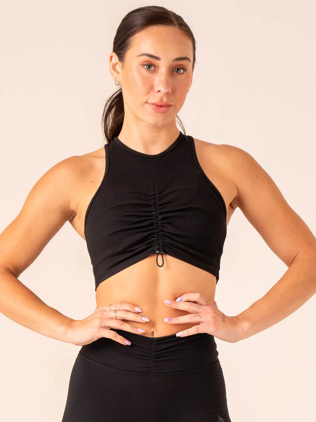 Ryderwear | Tempo Rib Tank - Black one shoulder tank
