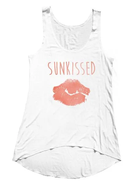 4th & Rose Sunkissed White Hi-Low Tank ribbed tank top