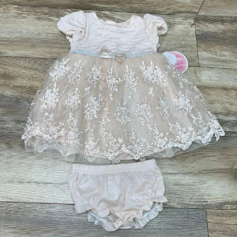 NEW Nannette Baby 2pc Embroidered Dress & Bloomers sz 18m