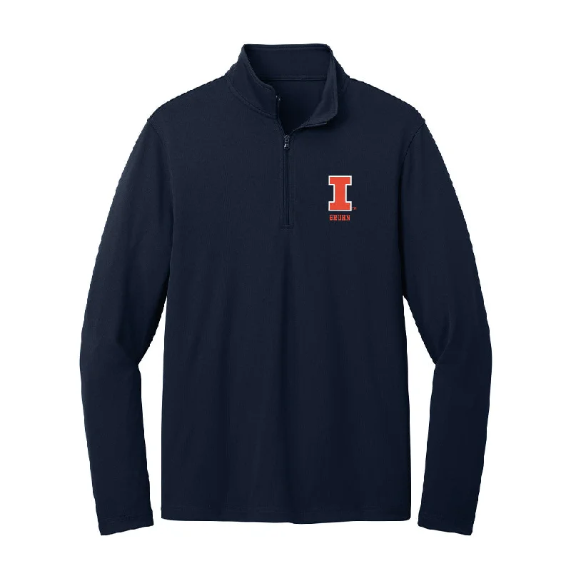 Illinois - NCAA Women's Cross Country : Mabry Bruhn - Lightweight Quarter Zip Jacket Welt Pockets Slit Pockets Flap Pockets Illinois - NCAA Women's Cross Country : Mabry Bruhn - Lightweight Quarter Zip Jacket Welt Pockets Slit Pockets Flap Pockets