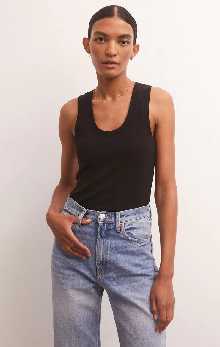 Z Supply Black Sirena Rib Tank Top ivory tank top
