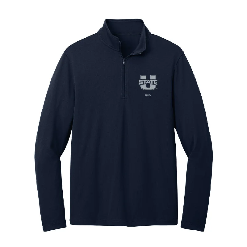Utah State - NCAA Women's Cross Country : Brianne Smith - Lightweight Quarter Zip Jacket Toggled Jacket Drawstring Jacket Belted Jacket Utah State - NCAA Women's Cross Country : Brianne Smith - Lightweight Quarter Zip Jacket Toggled Jacket Drawstring Jacket Belted Jacket