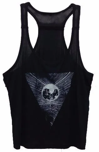 4th & Rose Moon Rays Black Crop Tank breathable tank top