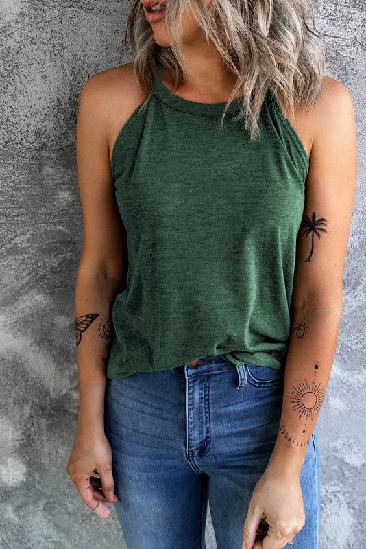 Curved Hem Grecian Tank Top print tank top