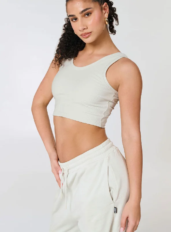 Women's Crop & Lock Tank Grey activewear tank top