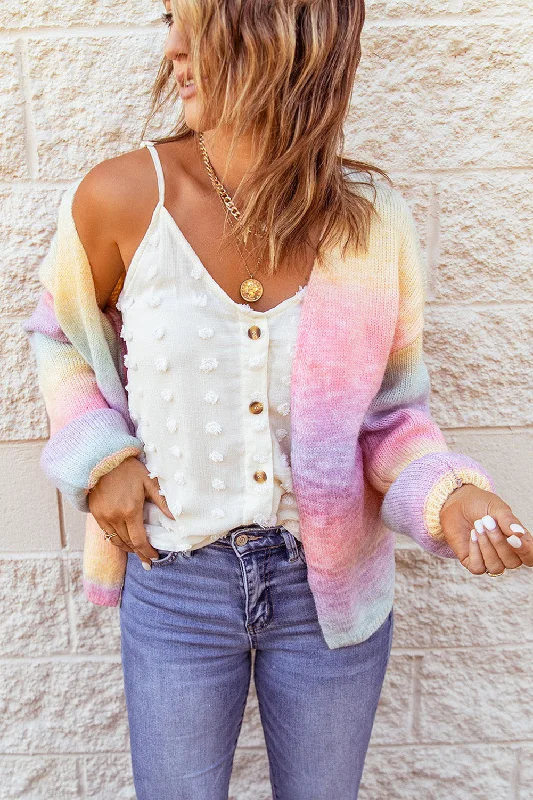 Soft Multicolor Cardigan Boat Neck Shawl Collar Notched Collar